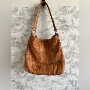 Fossil Tan Leather Quilted Shoulder Bag